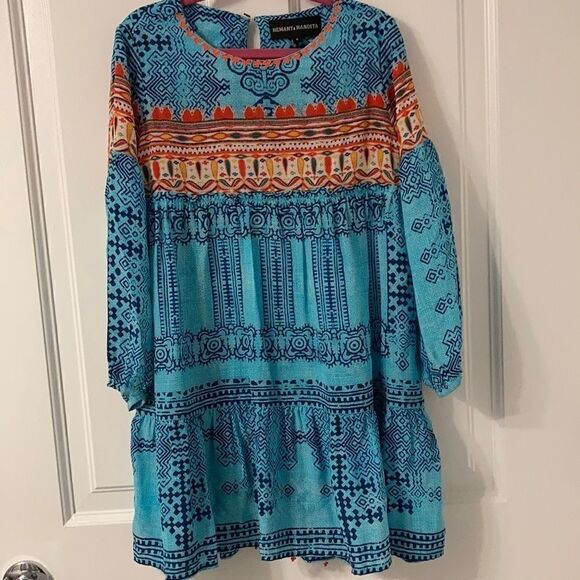 Hemant & Nandita Girls NWOT Silk Dress with beads on hem. Size 8 Girls - Picture 1 of 6